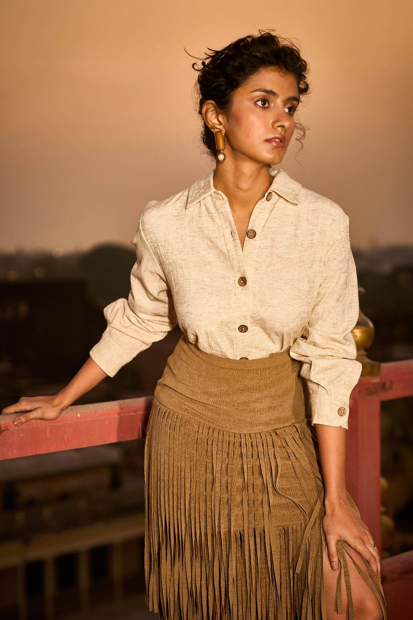 SUEDED FRINGE SKIRT - dash and dot