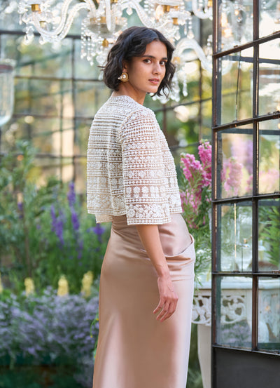 PEARL & SEQUIN CAPE BLOUSE