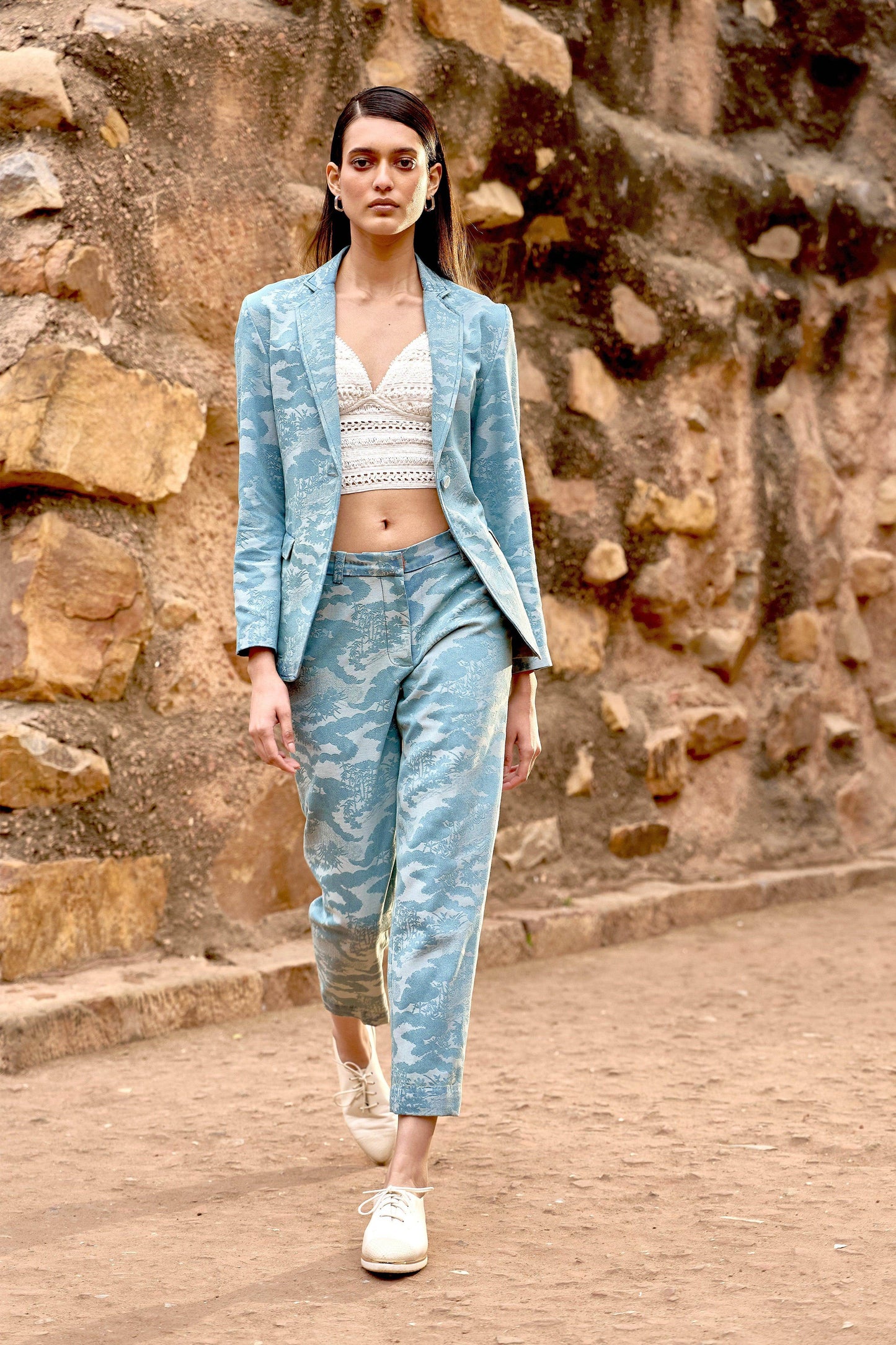 INDIGO JACQUARD PANT - dash and dot