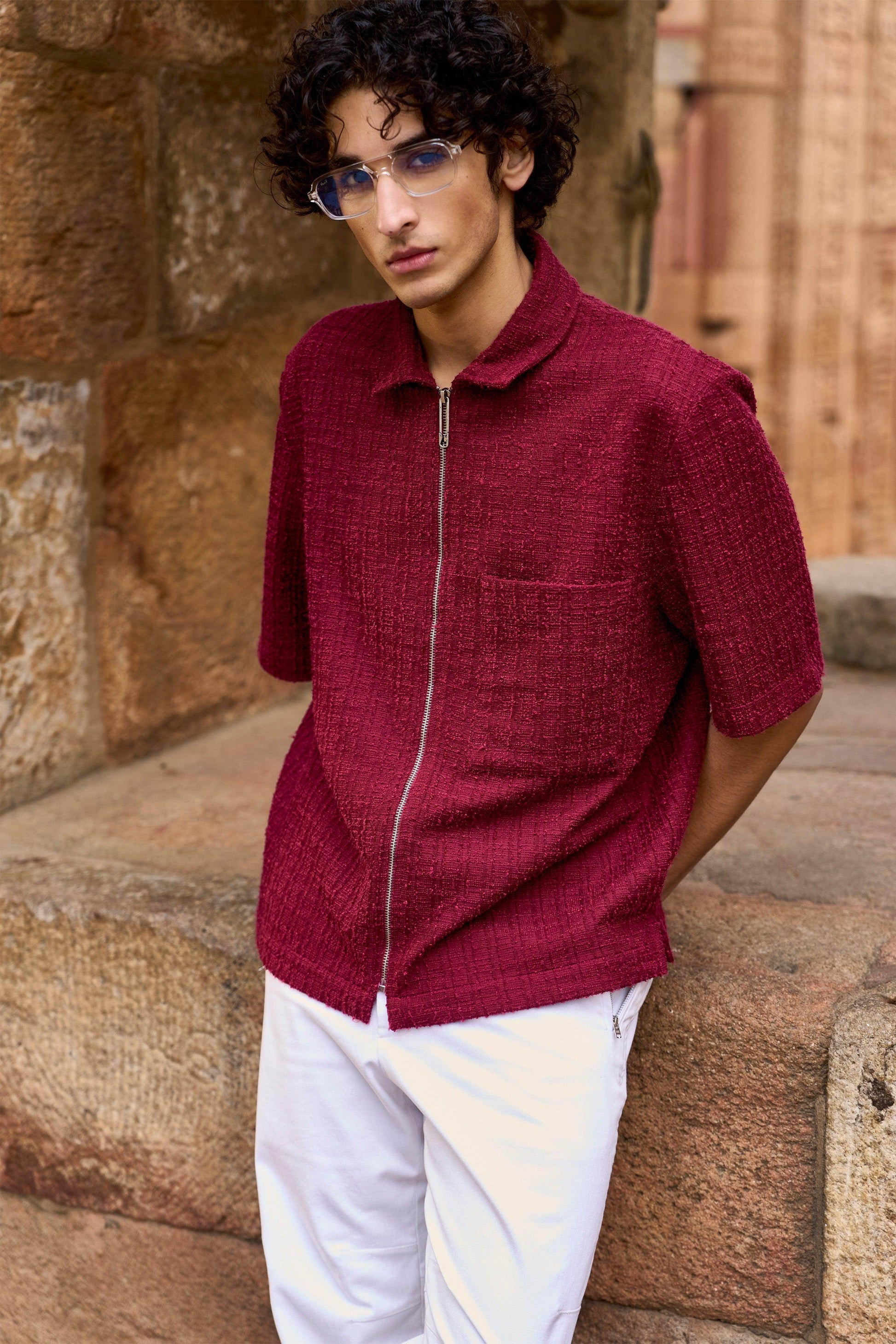 TEXTURED KNIT HALF SLEEVE - dash and dot