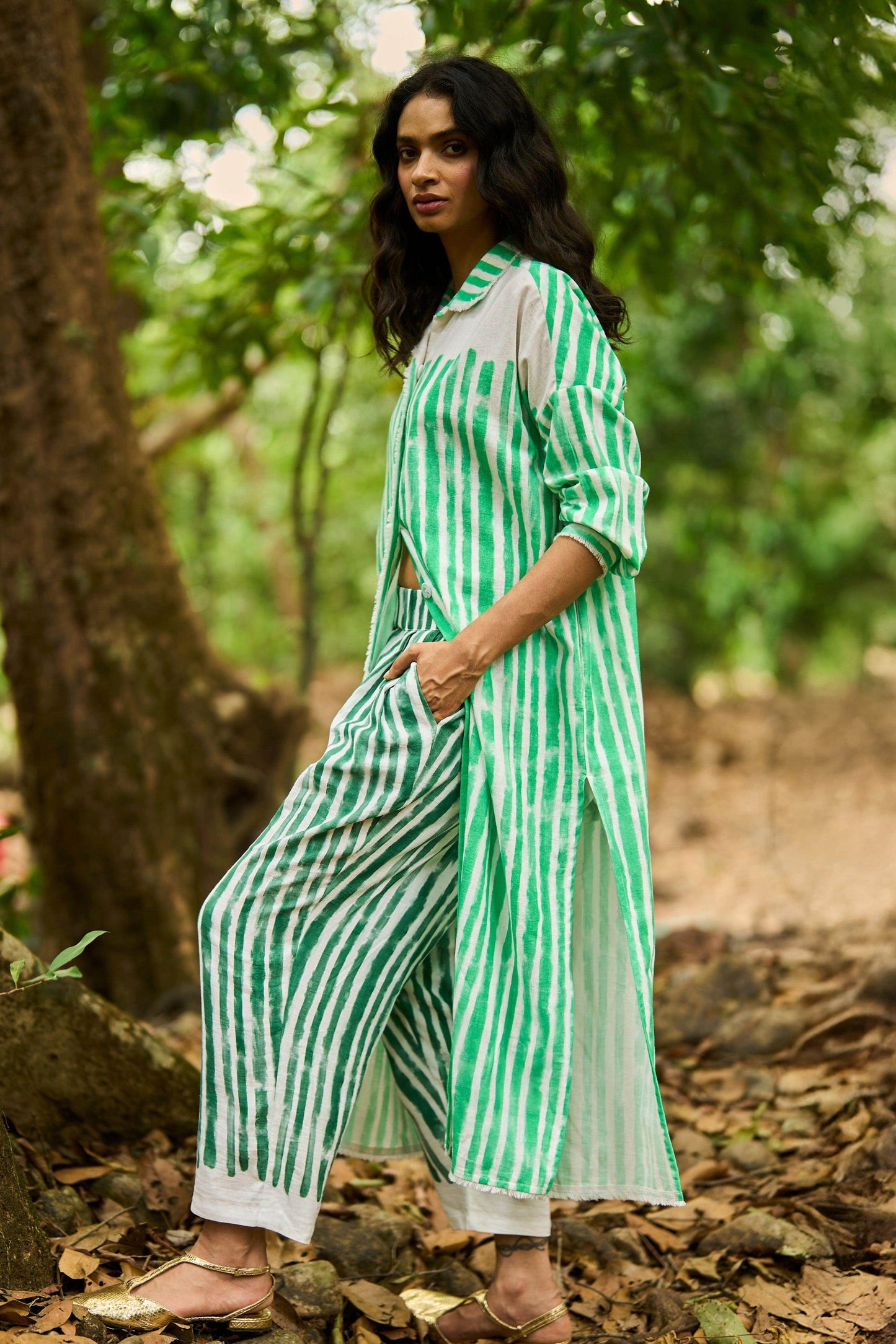 BRUSHTSTROKE DRAPED & PLEATED PANT - dash and dot