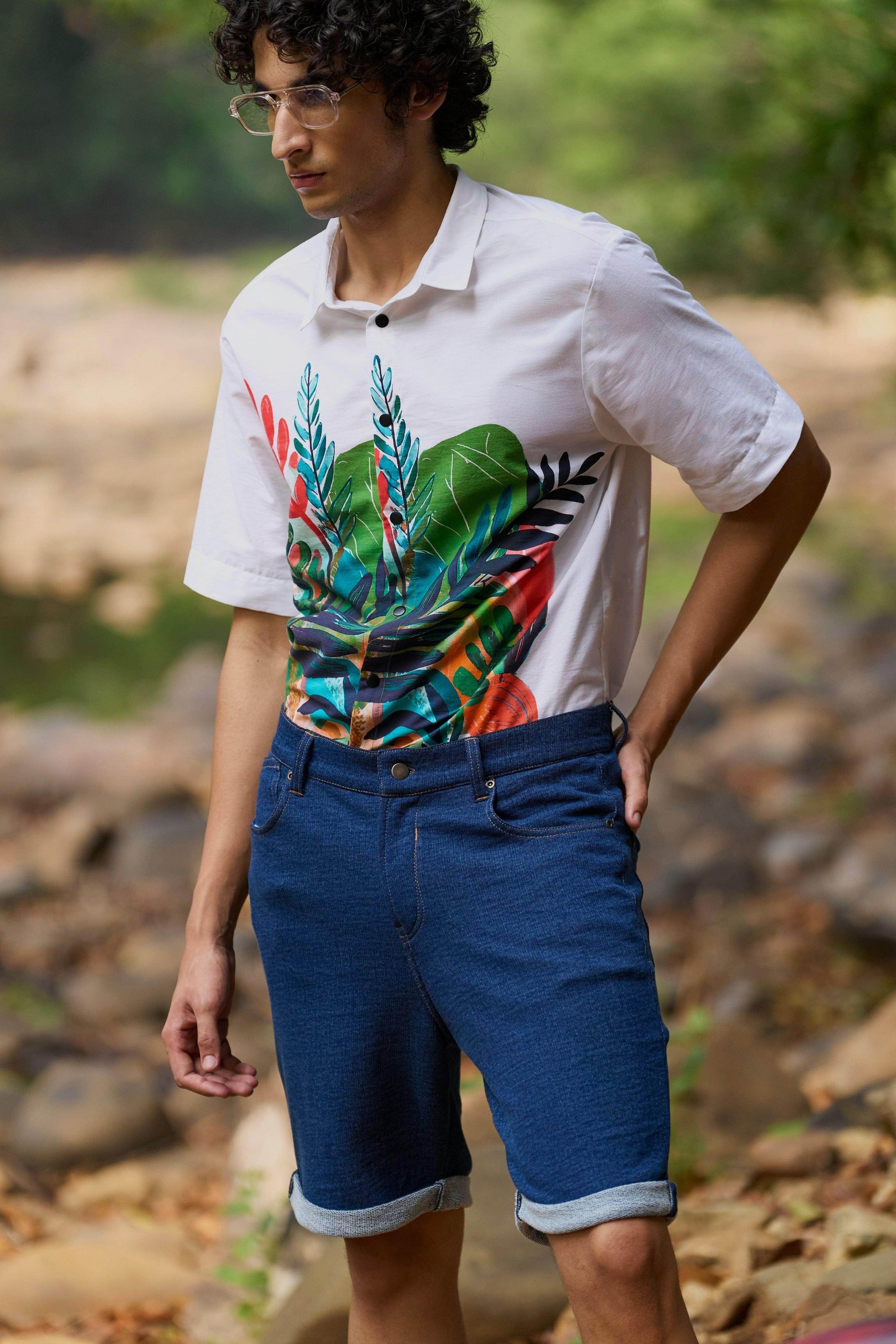 DENIM KNIT SHORTS - dash and dot