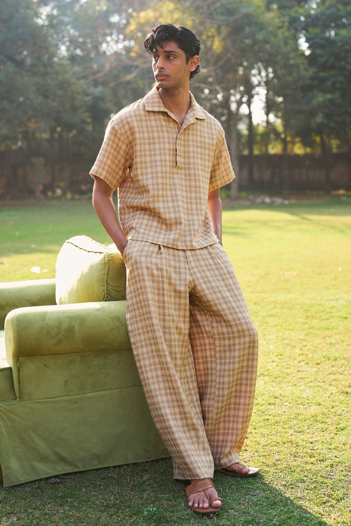 TEXTURED WEAVE POLO & PANT SET dash and dot