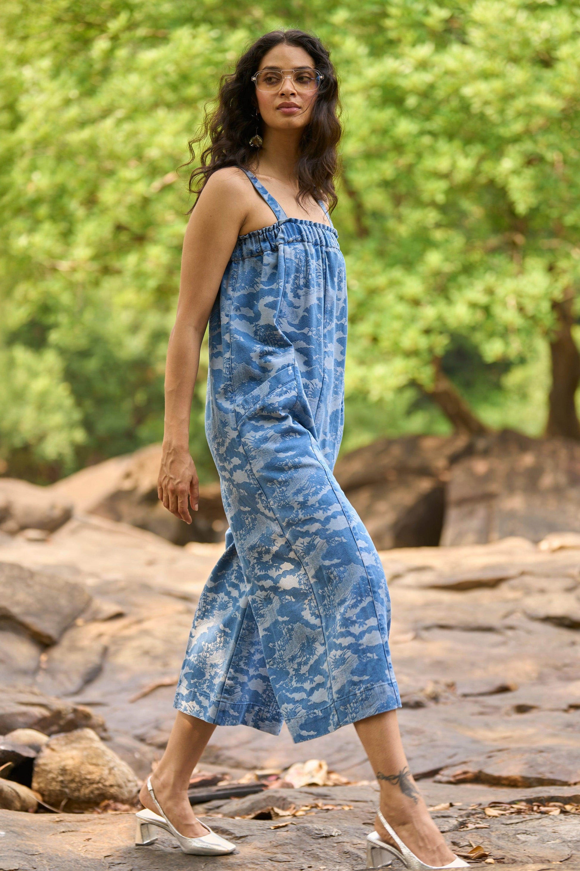 DENIM PATTERNED JUMPSUIT - dash and dot