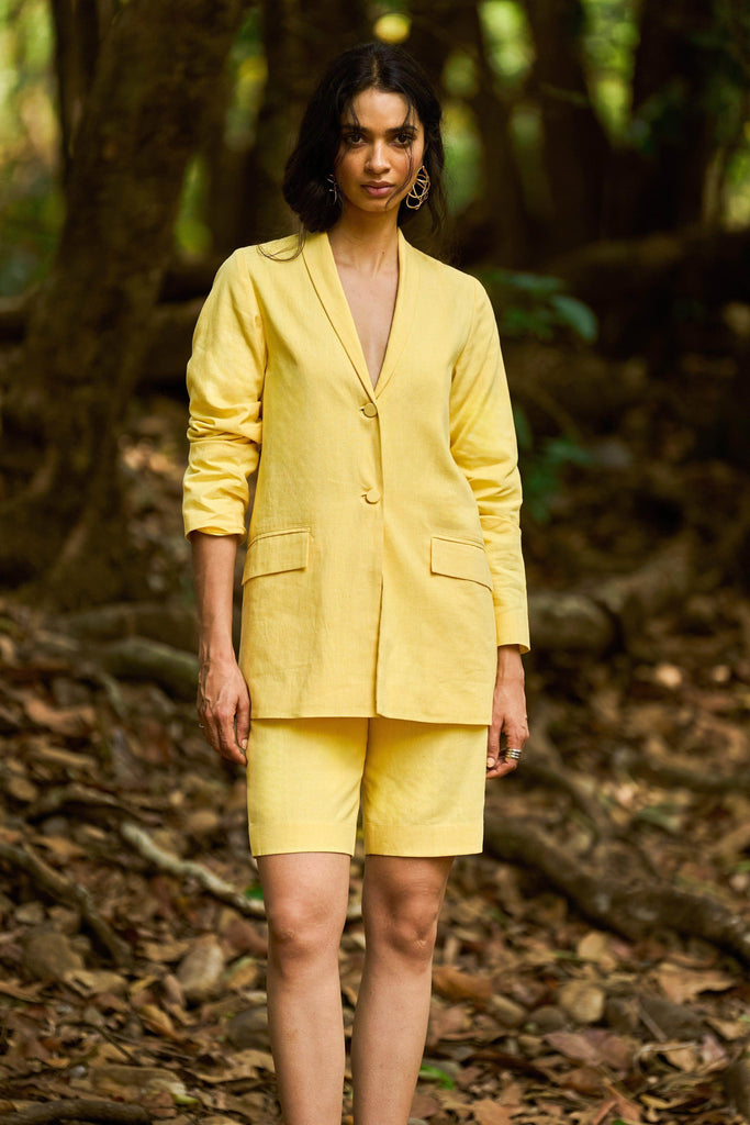 YELLOW LINEN BLAZER - dash and dot dash and dot