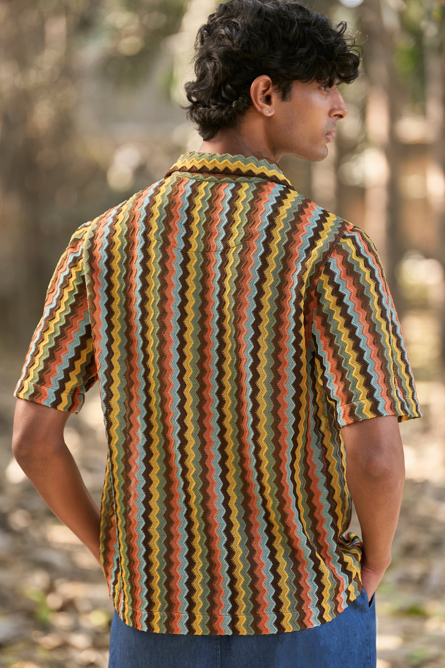 MULTICOLOUR TEXTURED KNIT SHIRT