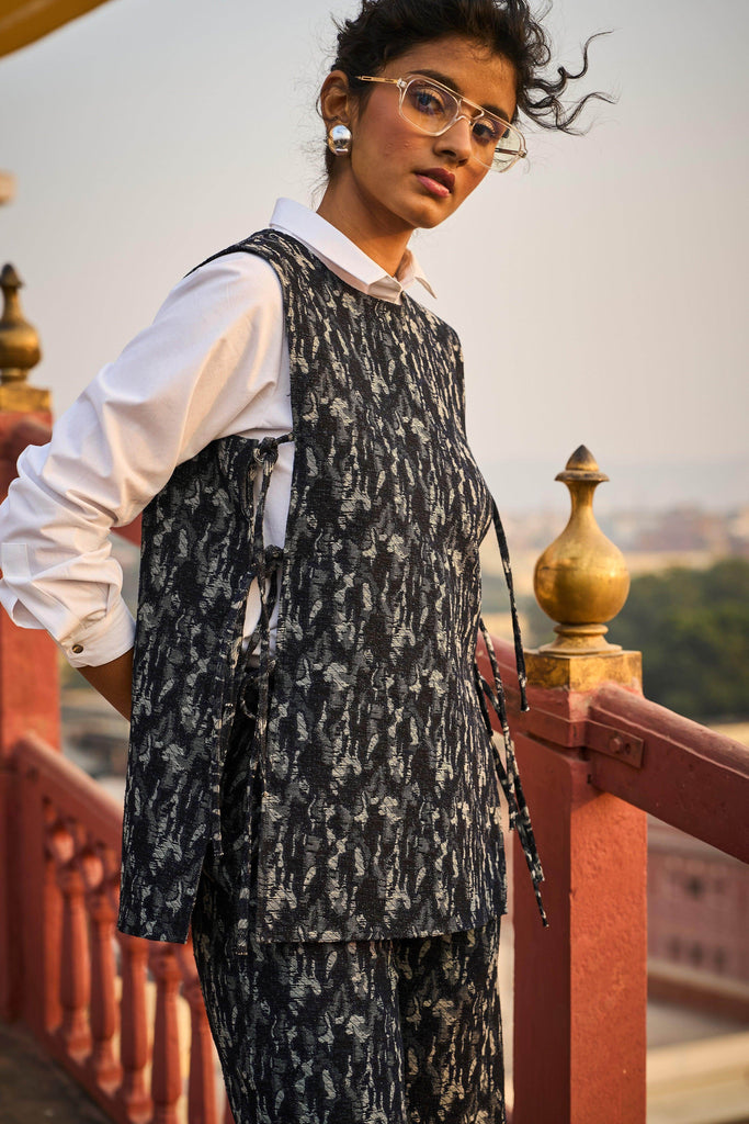 DENIM JACQUARD OVERLAY AND PANT SET - dash and dot dash and dot