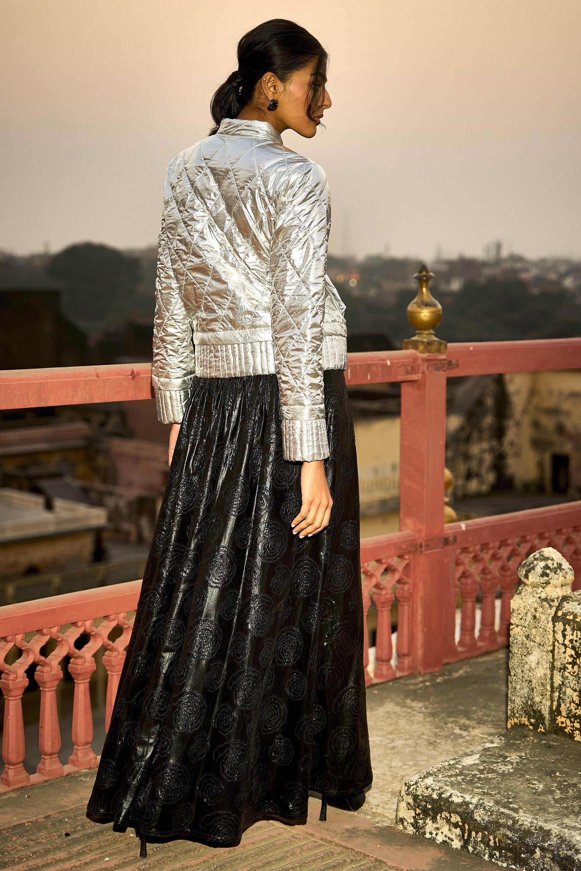 CUTWORK FIT & FLARE SKIRT - dash and dot