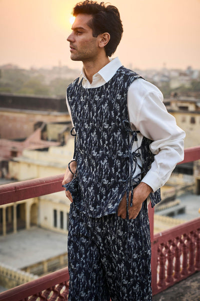 DENIM JACQUARD OVERLAY AND PANT - dash and dot