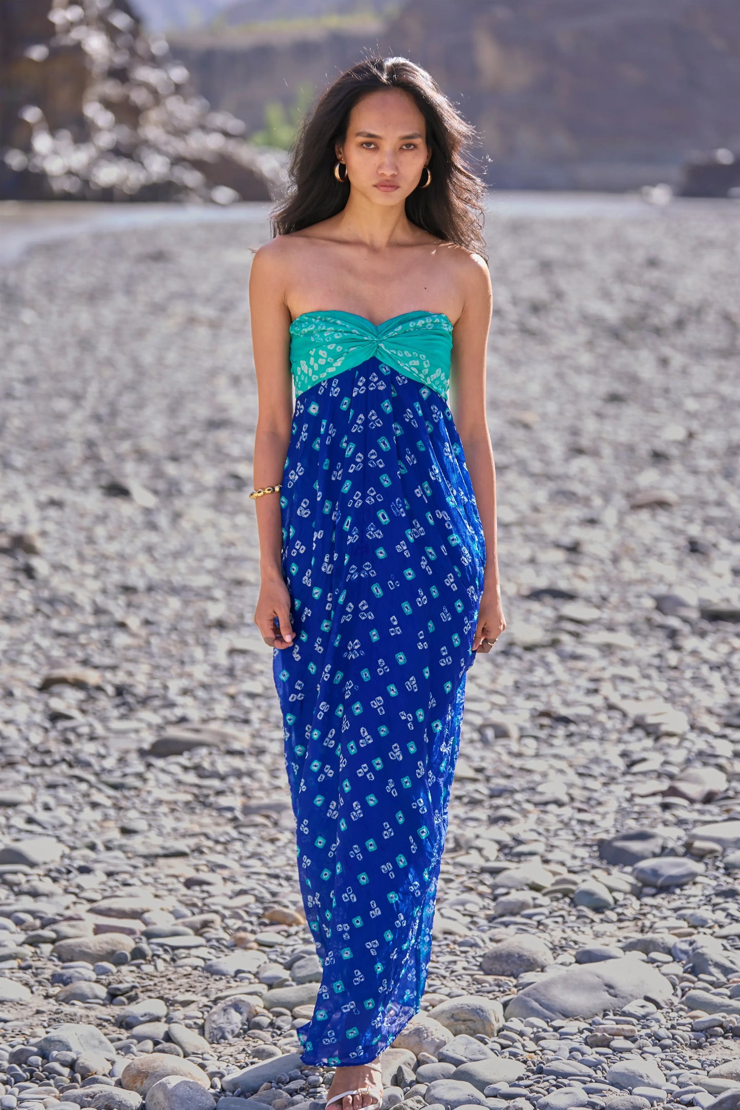 BANDHANI DRAPED DRESS