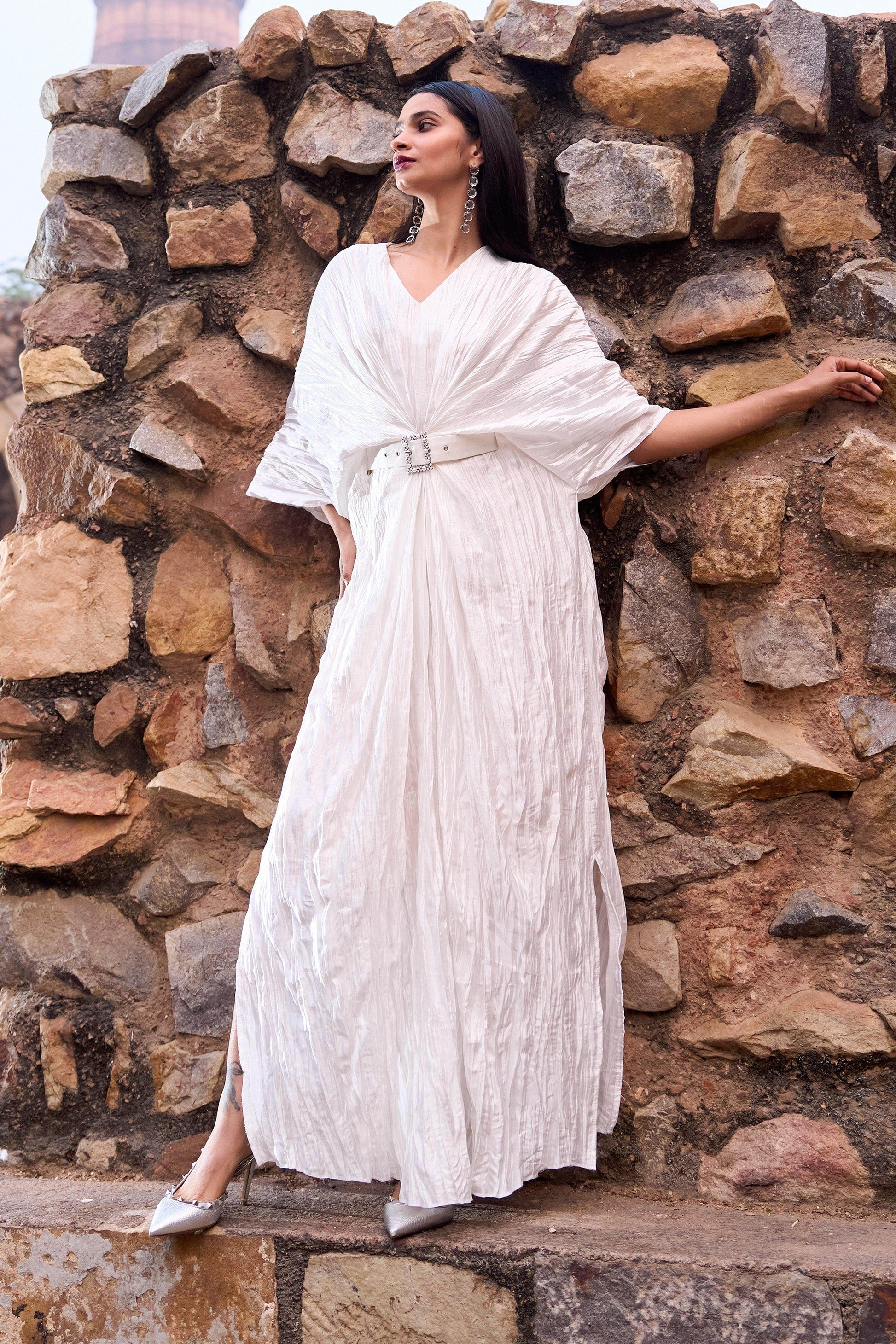 CRUSHED IVORY KAFTAN - dash and dot