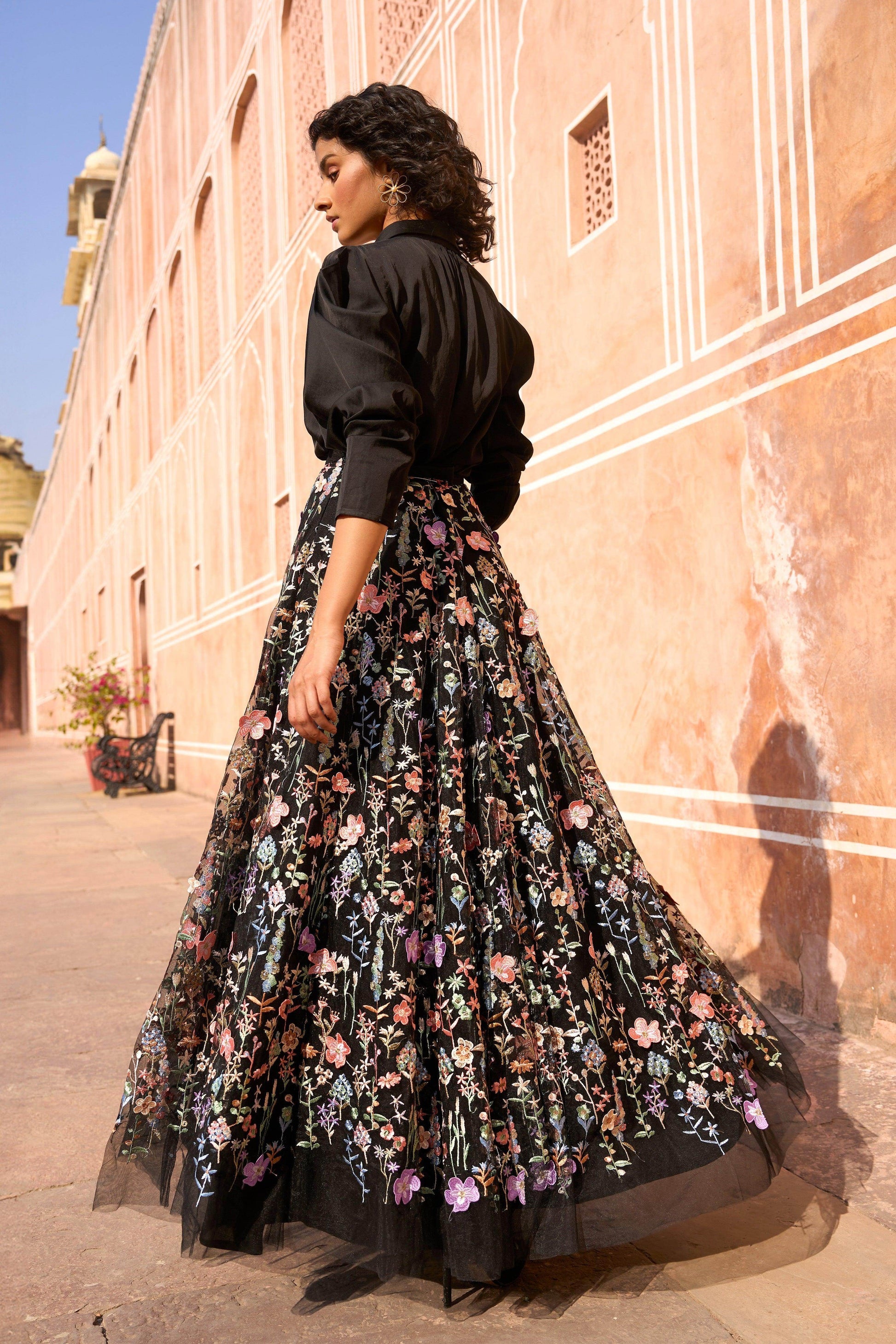 3D FLORAL MAXI SKIRT - dash and dot