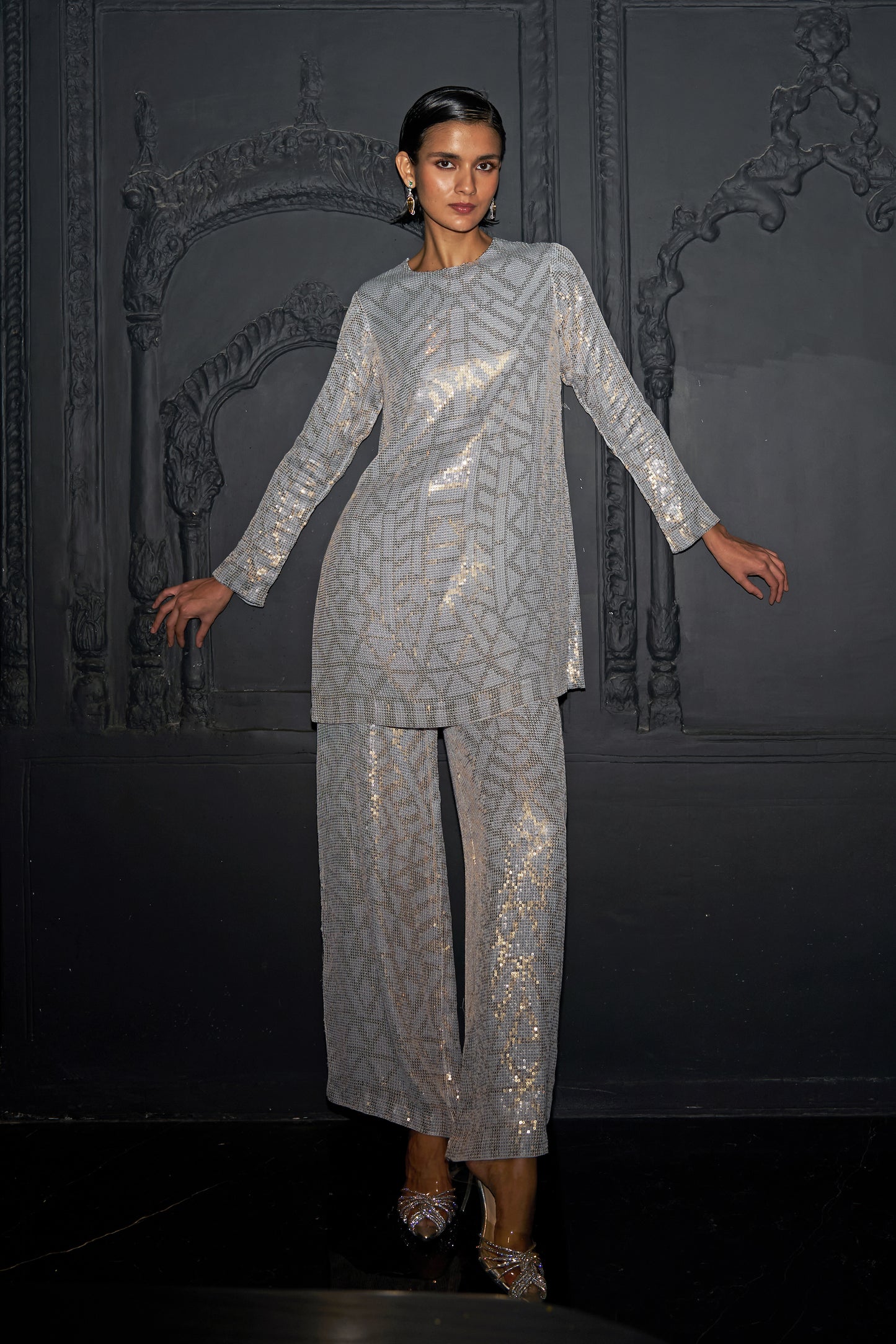 PASTEL SEQUIN EMBROIDERED PANT