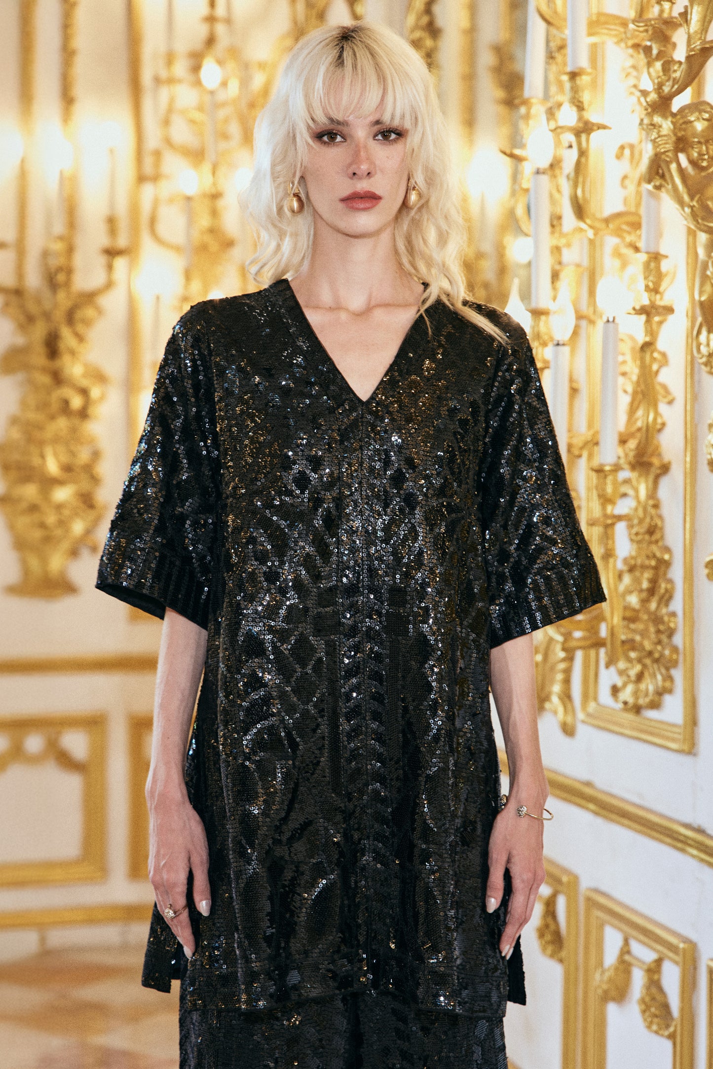 BLACK SEQUIN EMBROIDERED SET