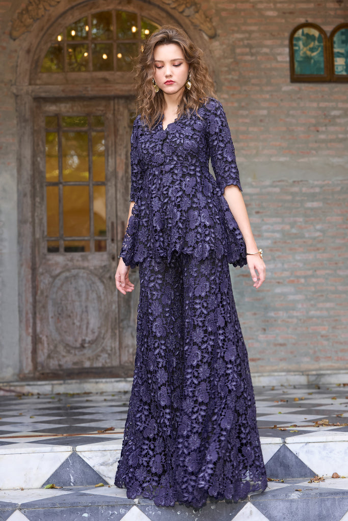 EMBROIDERED LACE PEPLUM TOP dash and dot