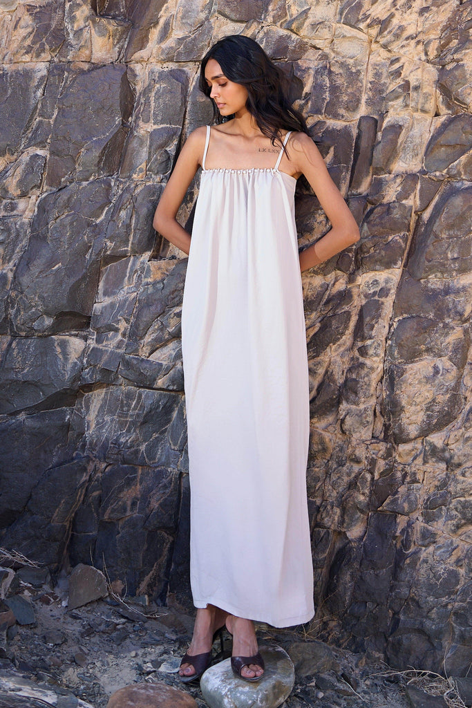 OFF-SHOULDER PEARL POPLIN MIDI - dash and dot dash and dot