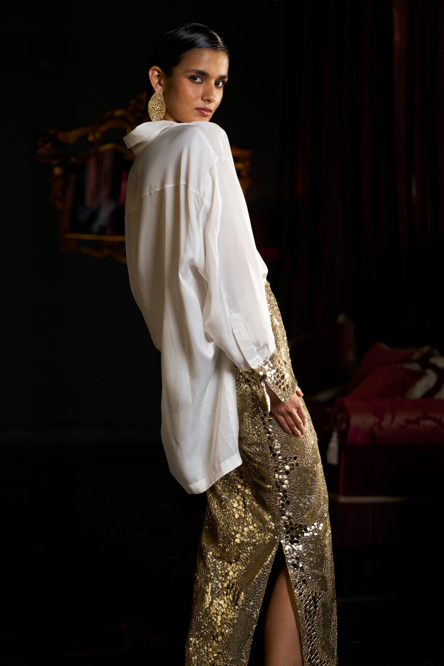 MIRROR AND SEQUIN SKIRT SET