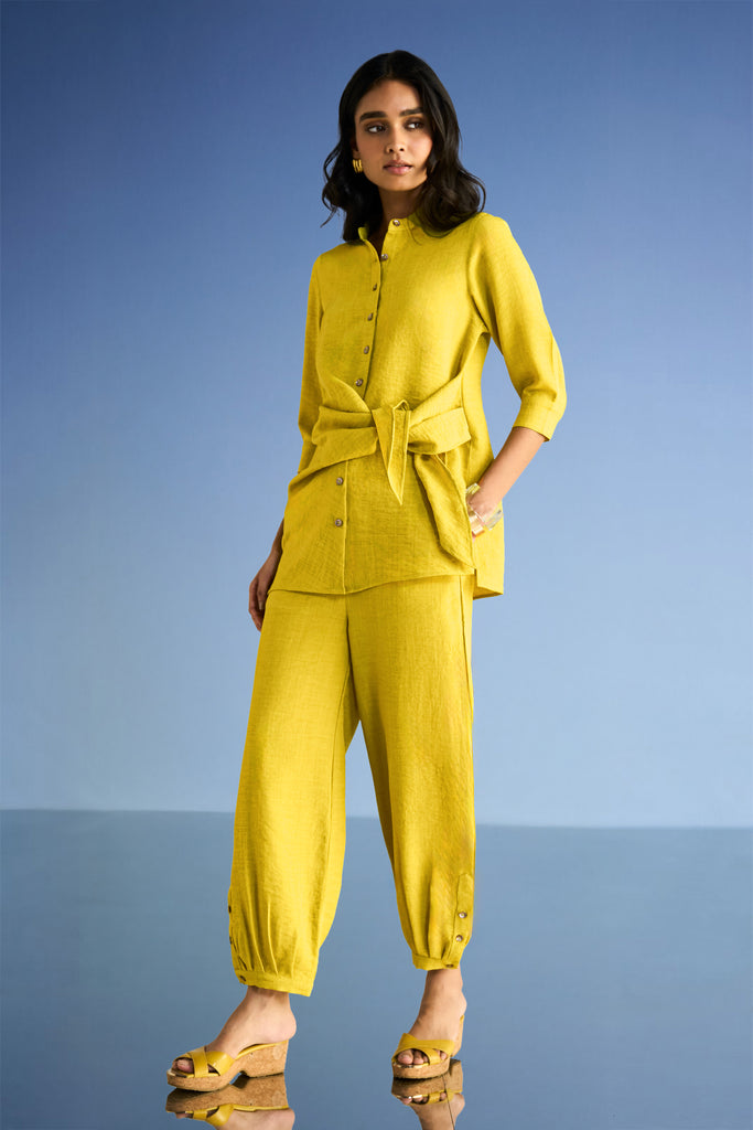 LINEN-TEXTURED SIDE-TIE TOP dash and dot