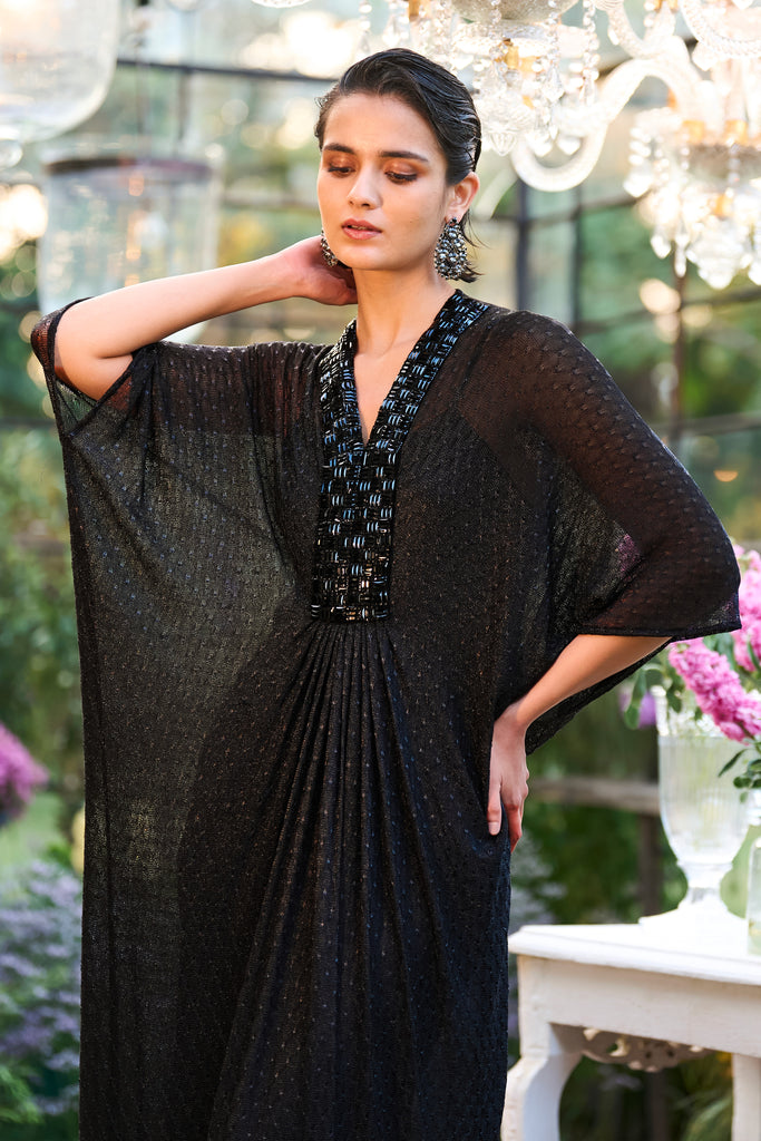 EMBROIDERED DRAPED KAFTAN DRESS dash and dot