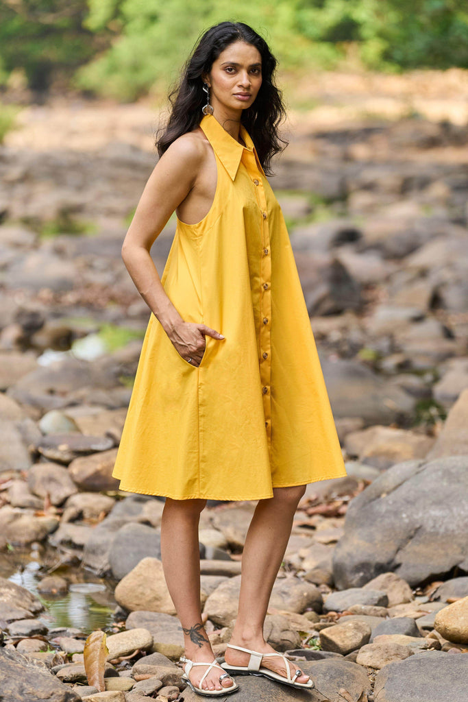 HALTER MINI SHIRT DRESS - dash and dot dash and dot