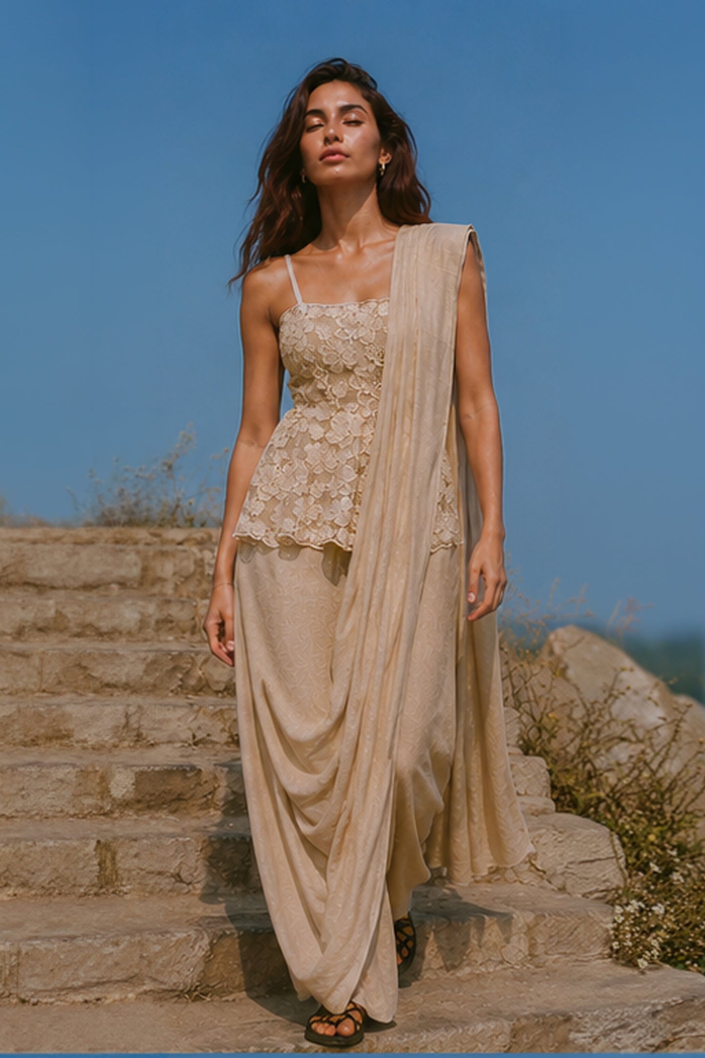 LINEN SARI DRAPE SKIRT