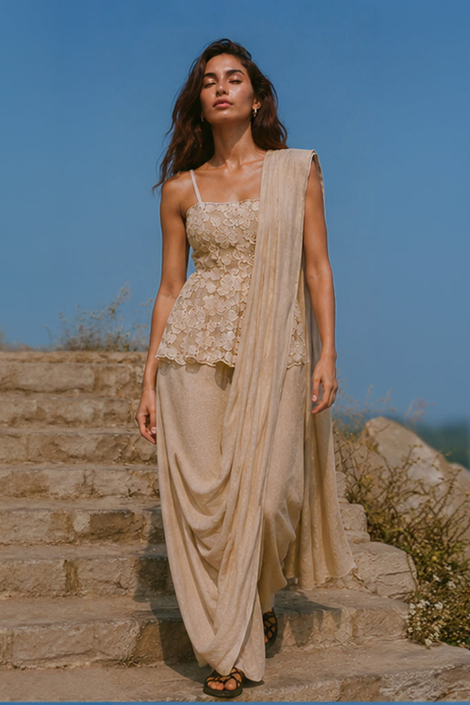 LINEN SARI DRAPE SKIRT dash and dot