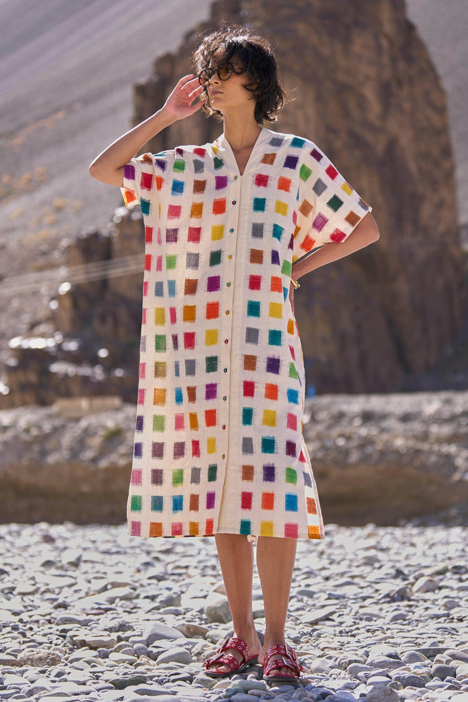MULTICOLOUR IKAT SHIRT DRESS - dash and dot dash and dot
