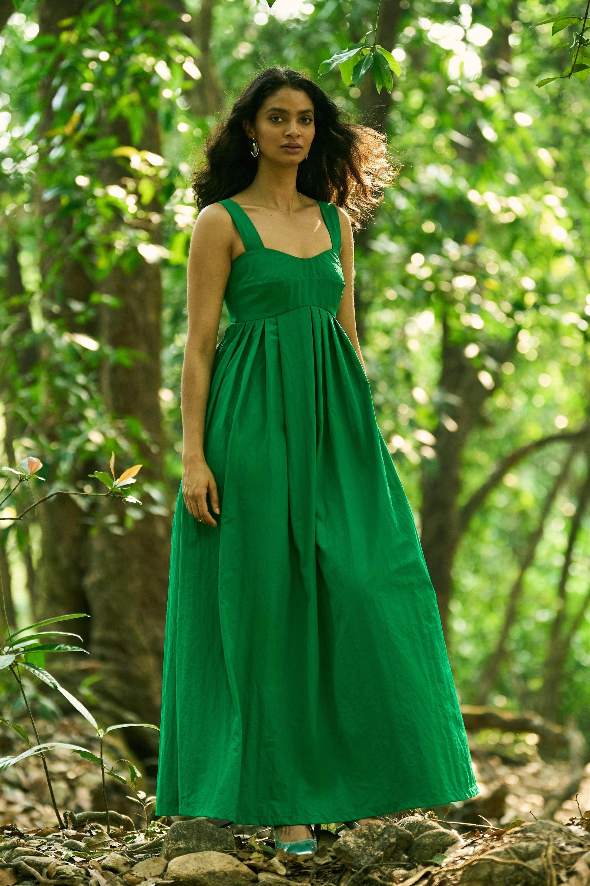 GREEN FLARED GOWN - dash and dot