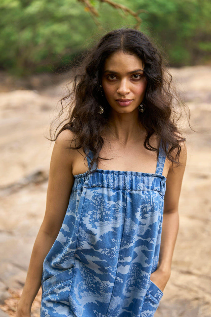 DENIM PATTERNED JUMPSUIT - dash and dot dash and dot