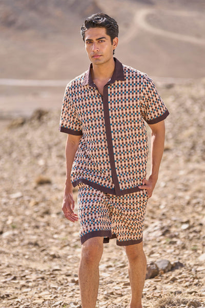 GEO PRINT POPLIN SHORTS SET - dash and dot