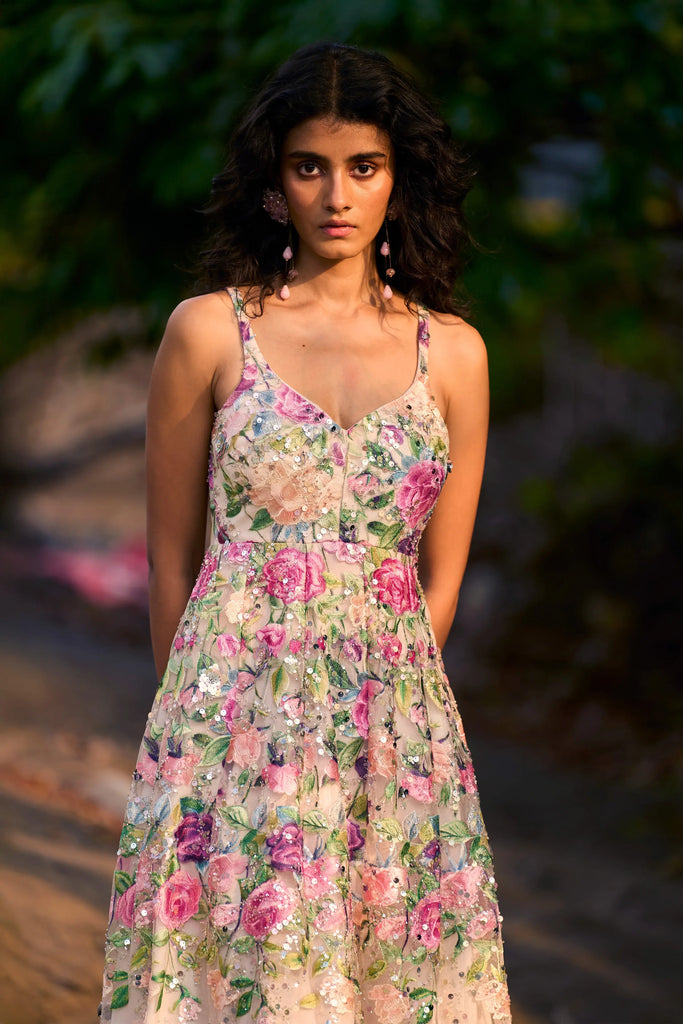 FLORAL SEQUIN MESH GOWN dash and dot
