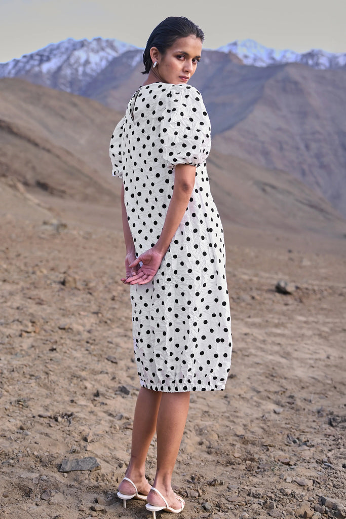 CRUSHED POLKA DOT DRESS dash and dot