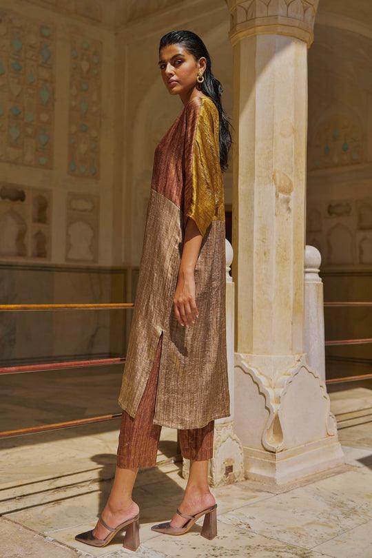 LAMÉ BLOCKED TUNIC AND PANT SET - dash and dot