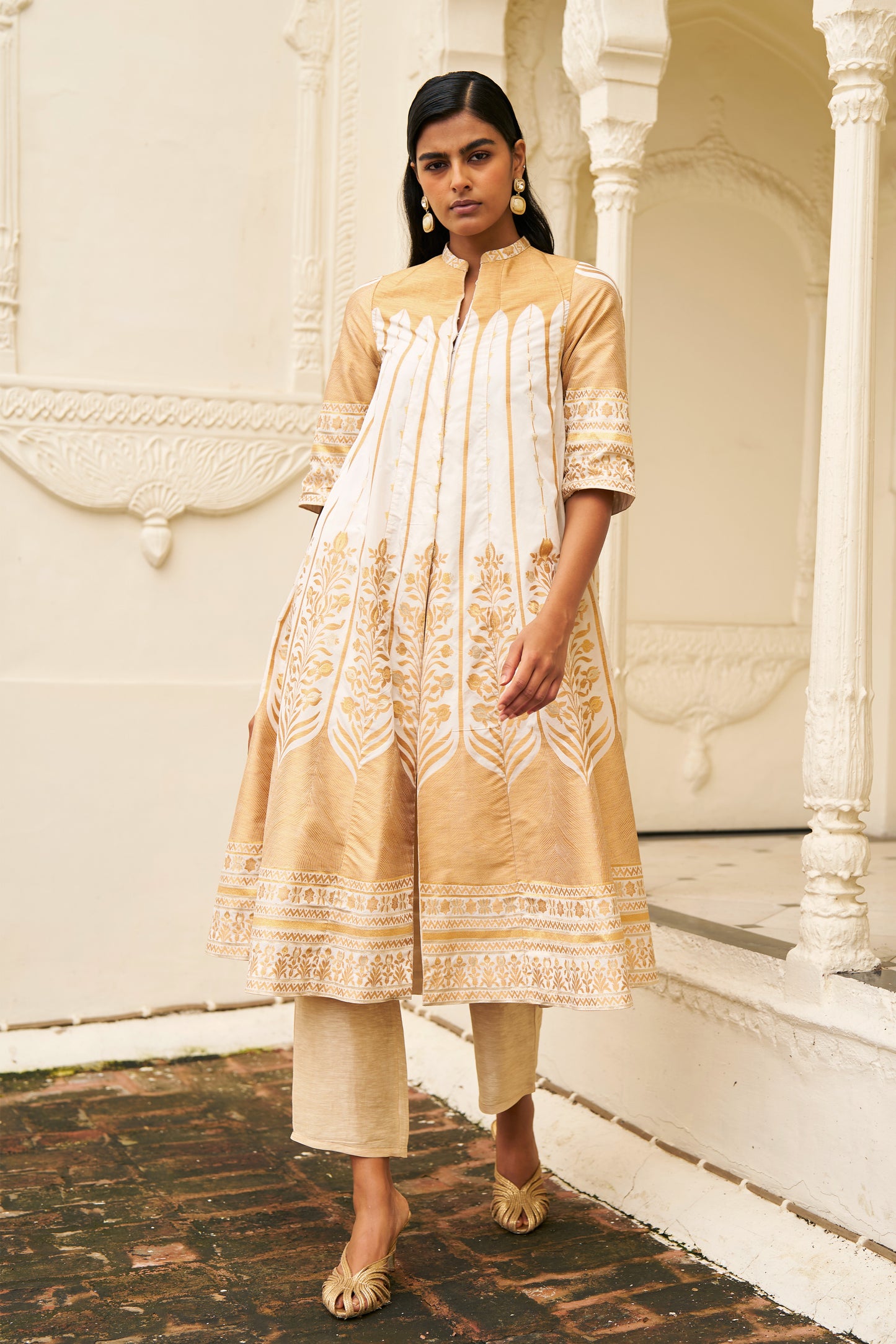 BENARES SILK BROCADE A-LINE JACKET