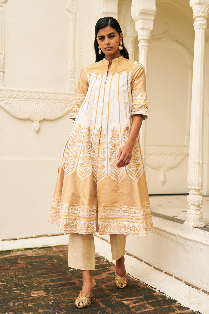 BENARES SILK BROCADE A-LINE JACKET dash and dot
