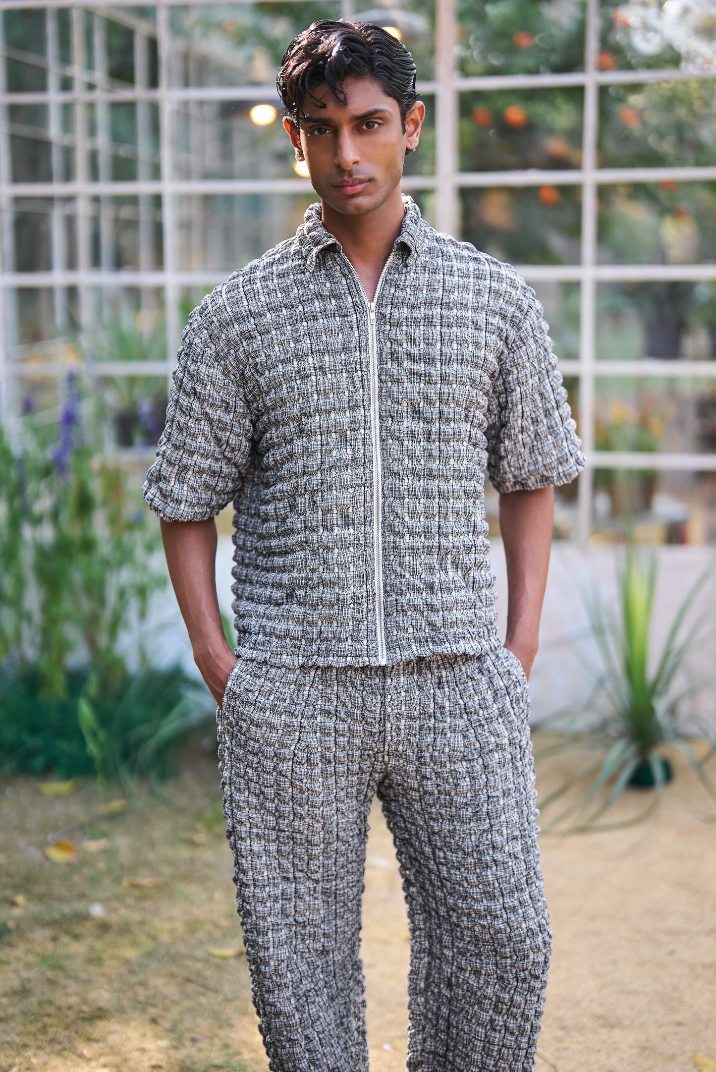 BUBBLE JACQUARD KNIT PANT