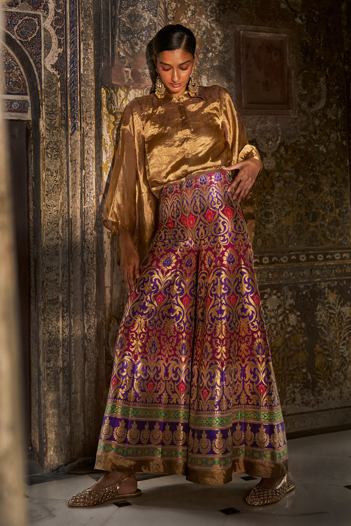 BENARES SILK TISSUE KIMONO SLEEVE SHIRT dash and dot