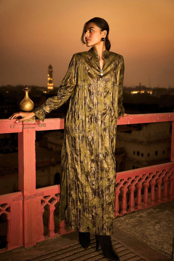 CRUSHED FOILED SHIRT DRESS - dash and dot dash and dot