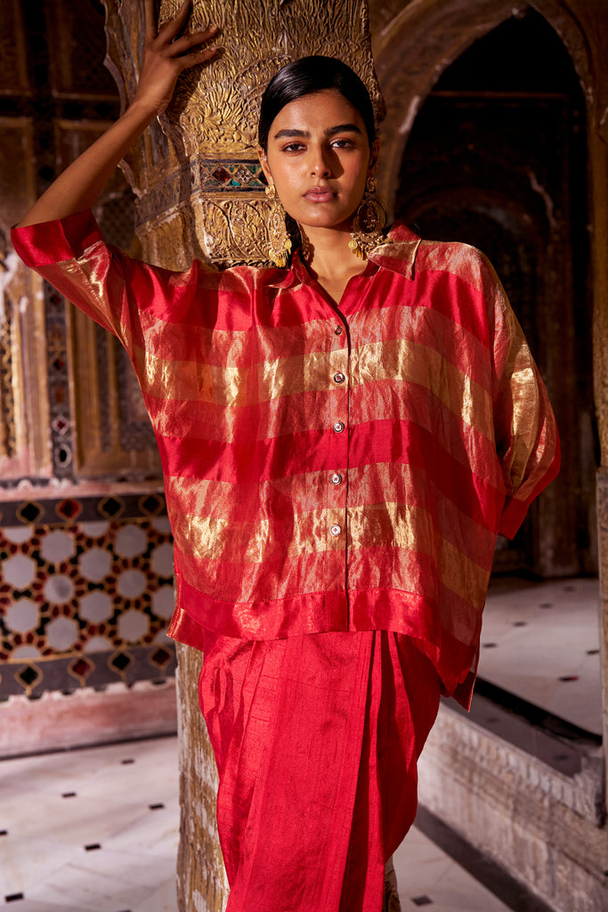 BENARES TISSUE STRIPED SHIRT dash and dot