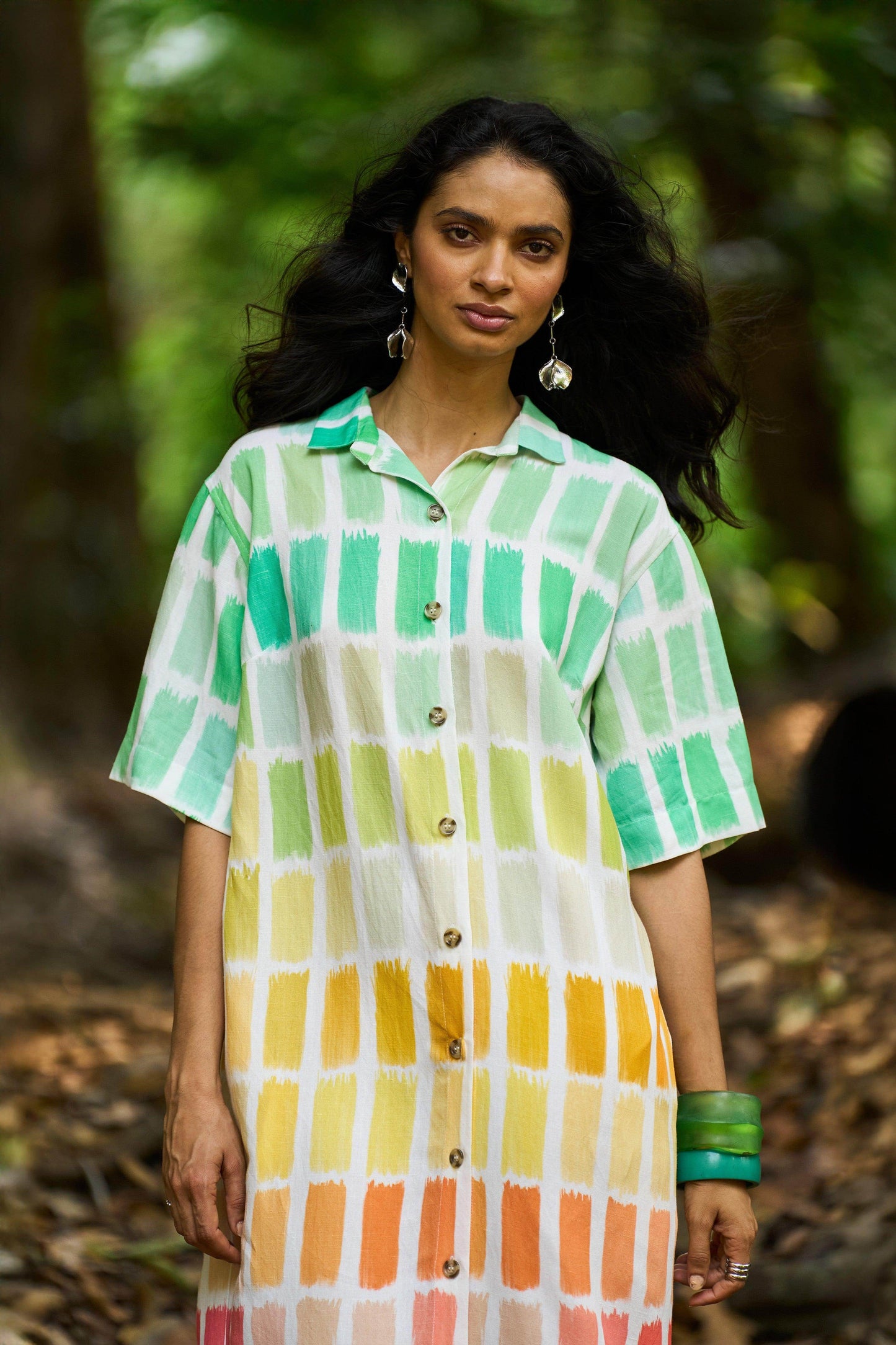 PRINTED LINEN SHIRT DRESS - dash and dot