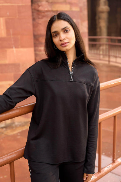 CRYSTAL ZIP NECK TOP - dash and dot