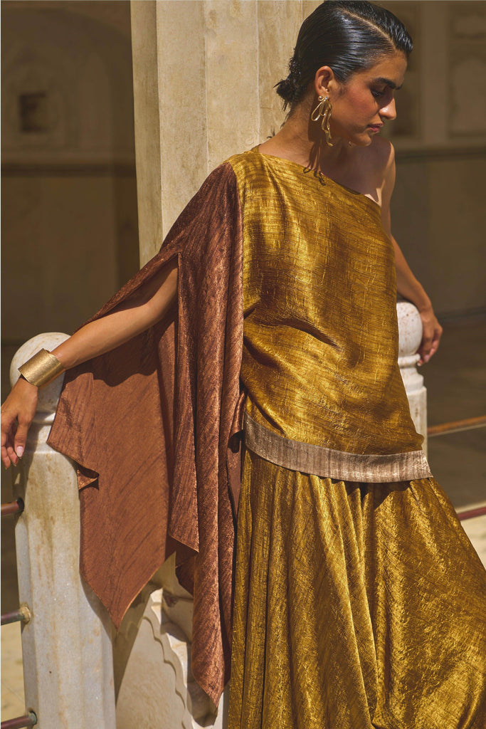 LAMÉ BLOCKED ONE SHOULDER SET - dash and dot dash and dot