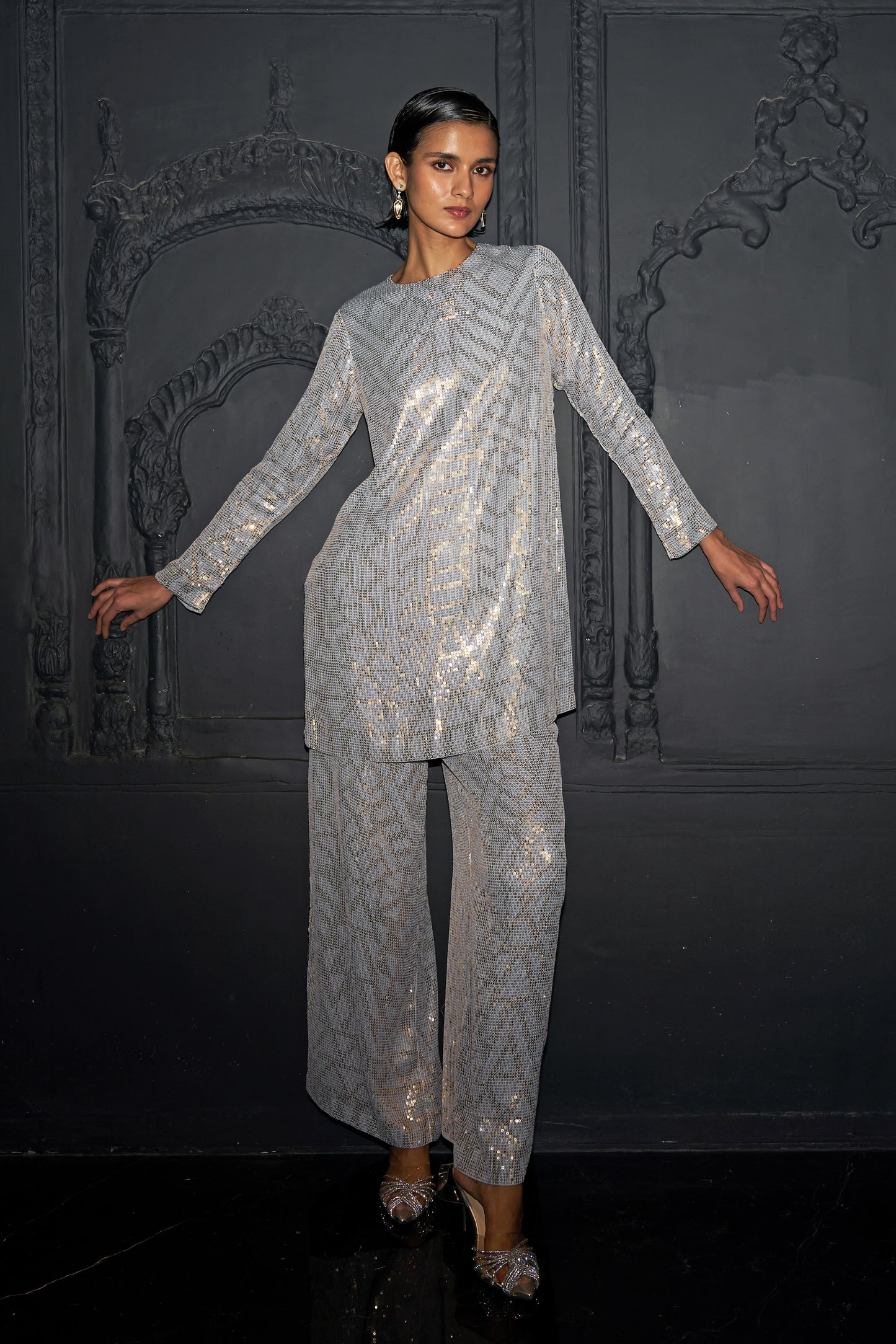 PASTEL SEQUIN EMBROIDERED PANT