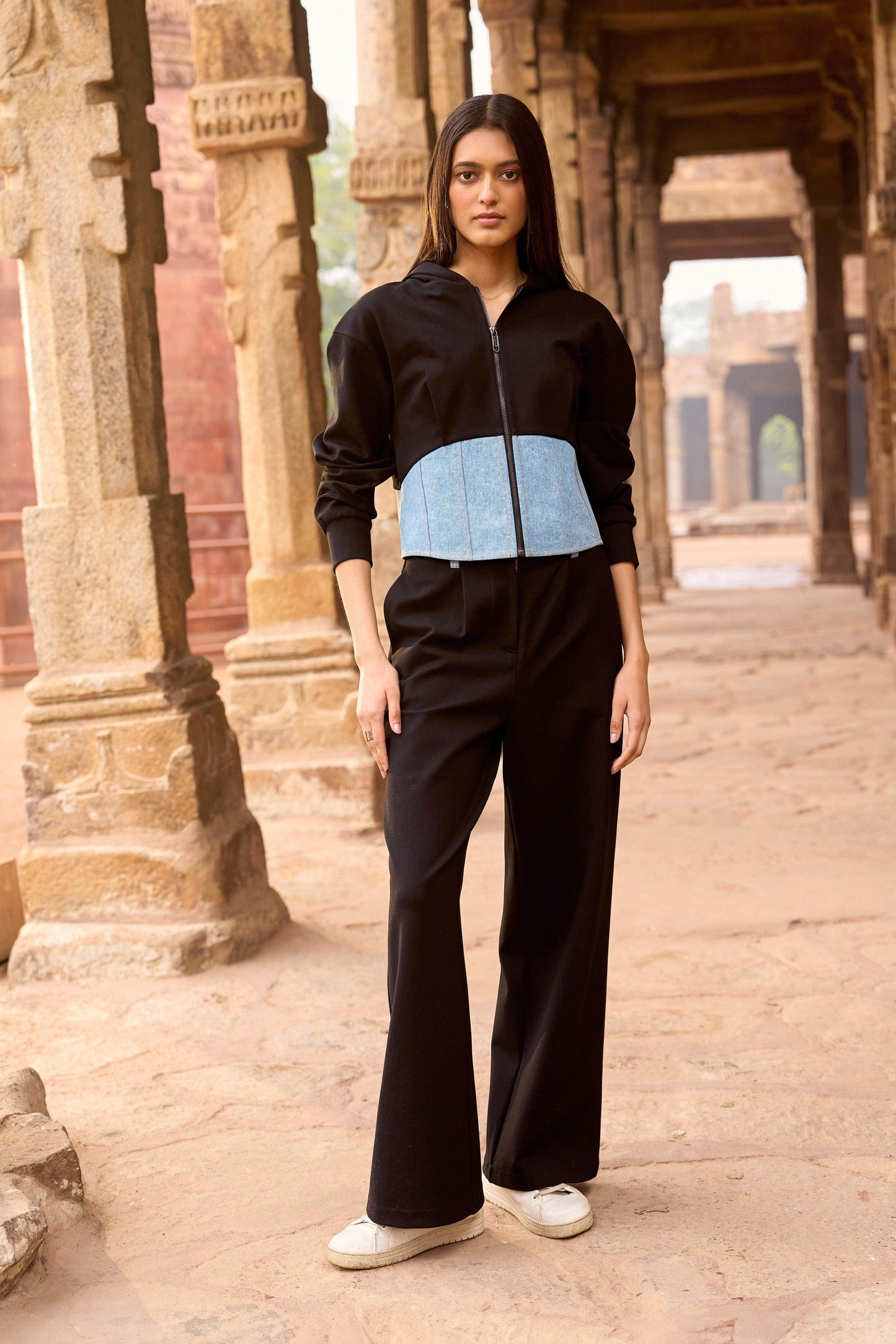 DENIM BLOCKED JOGGER SET - dash and dot