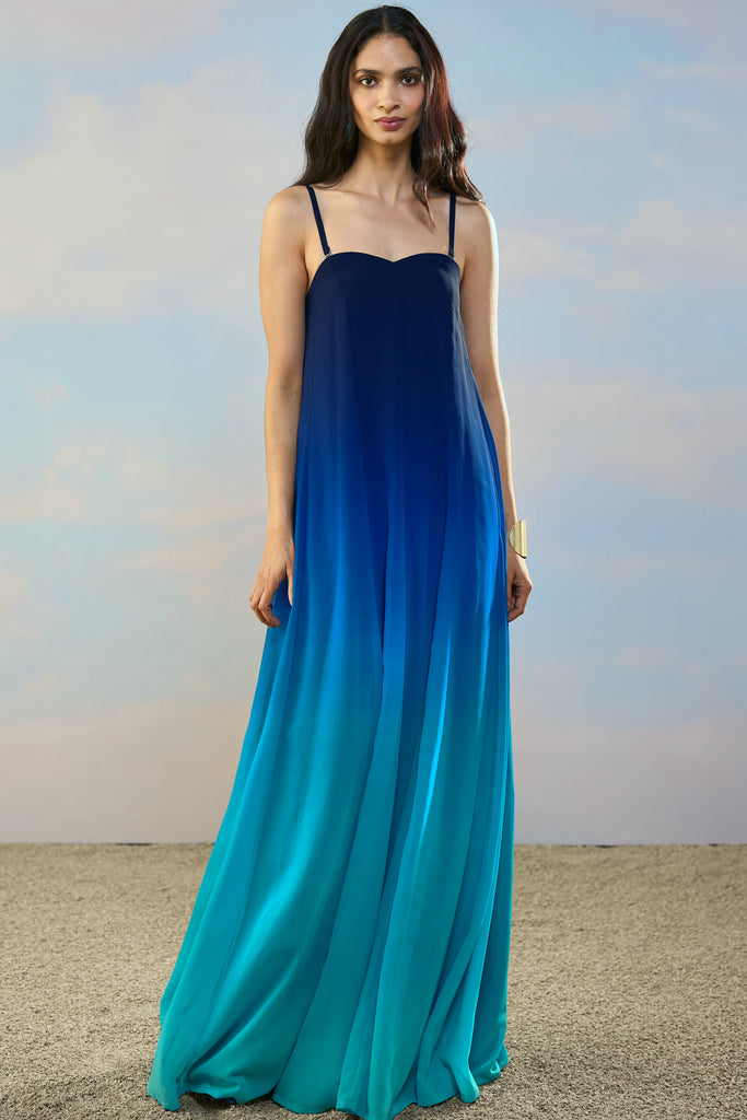 OFF-SHOULDER FLARED OMBRÉ GOWN dash and dot