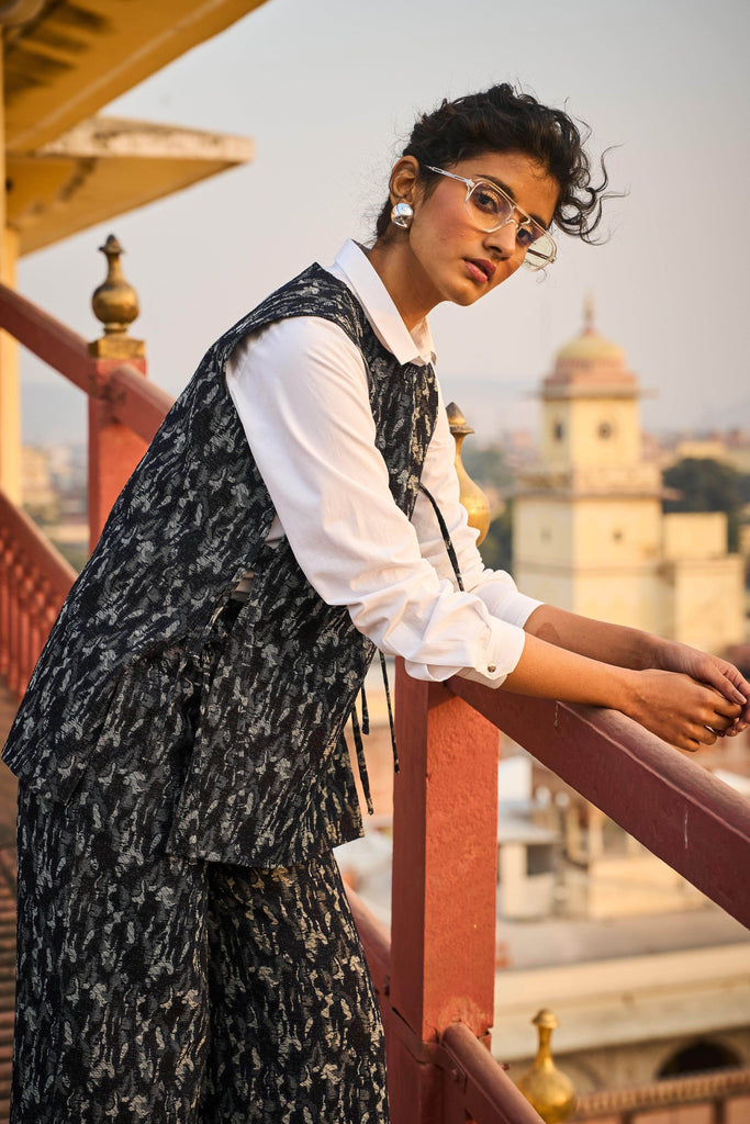 DENIM JACQUARD OVERLAY AND PANT SET - dash and dot dash and dot