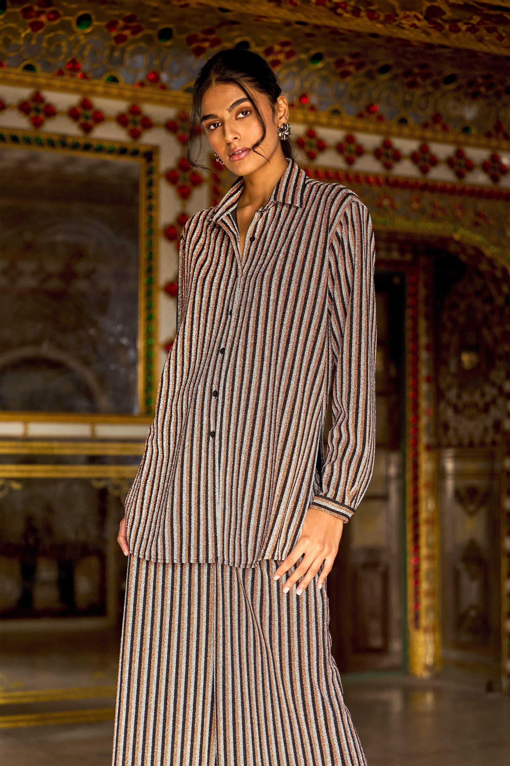 SHIMMER STRIPE KNIT SHIRT - dash and dot