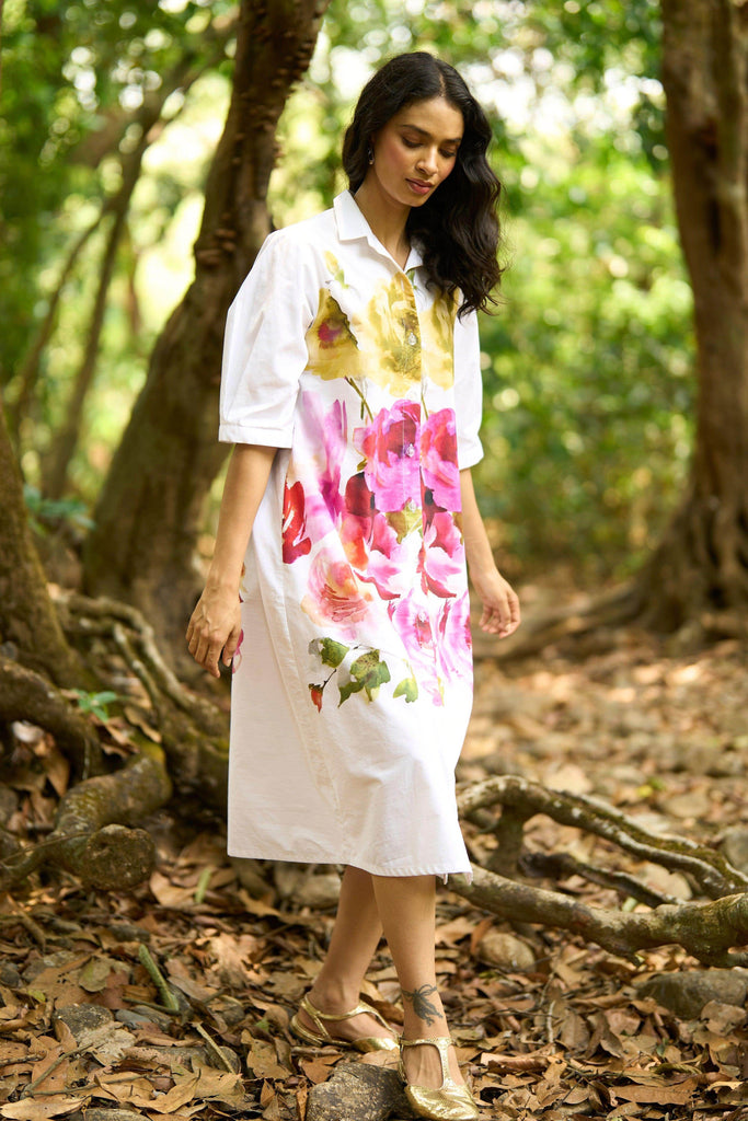 WATERCOLOUR FLORAL SHIRT DRESS - dash and dot dash and dot