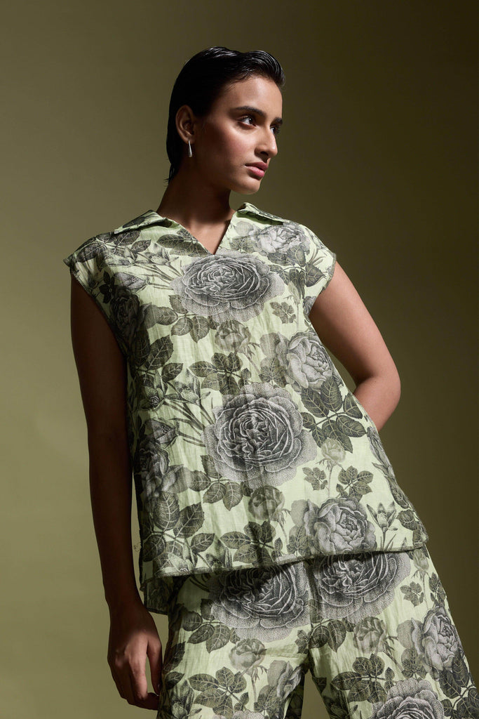 FLORAL LINEN SLEEVELESS TOP - dash and dot dash and dot