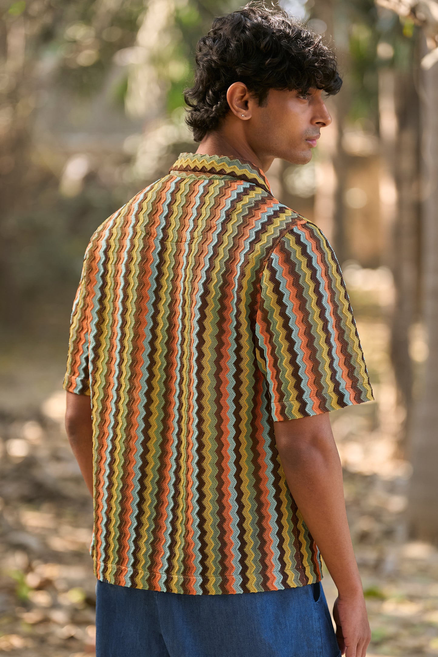 MULTICOLOUR TEXTURED KNIT SHIRT